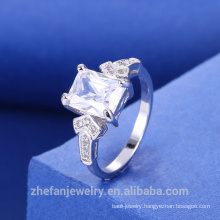 Rhodium Plated White Square Zirconia Ring With Best Price High Quality